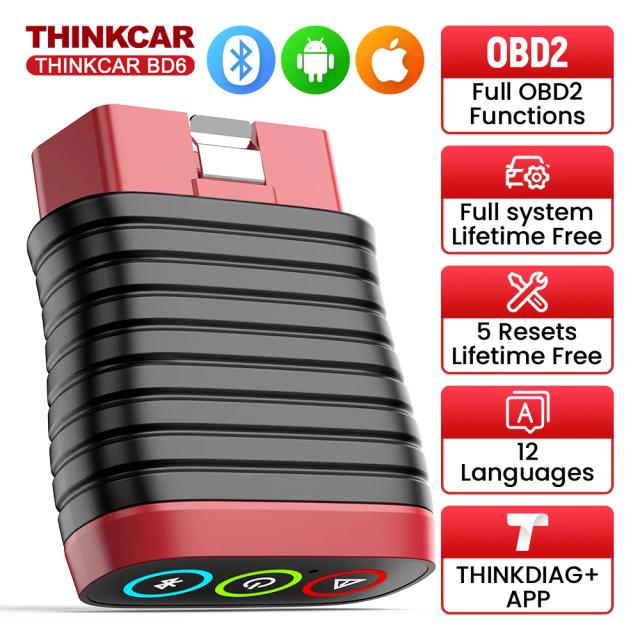 Thinkcar BD6 OBD2 Scanner: Diagnóstico Completo, Redefinição de Óleo, Imobilizador, Sangria de Freios e Suporte Vitalício para Todos os Carros Automáticos via Thinkdiag App