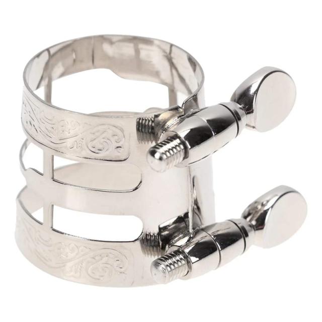 Bocal de Metal Niquelado com Esculpido para Saxofone Alto e Clarinete em Borracha