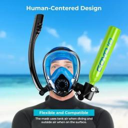 Tanque de mergulho com máscara de snorkel Mini cilindro portátil de oxigênio, máscara de mergulho facial, sistema de respiração subaquática com bomba, 0.5L - Image 6