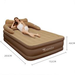 152*203*48cm 2 pessoa inflável colchão cama interior ao ar livre dormir acampamento almofada de ar carro dobrável preguiçoso portátil sofá esteira - Image 2