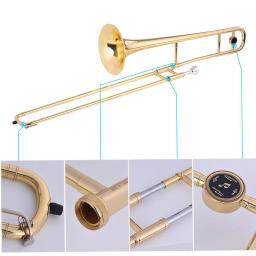 Ammoon-Alto Latão Ouro Lacquer Trombone, Bb Tone, B Flat instrumento de sopro, Cupronickel bocal - Image 4