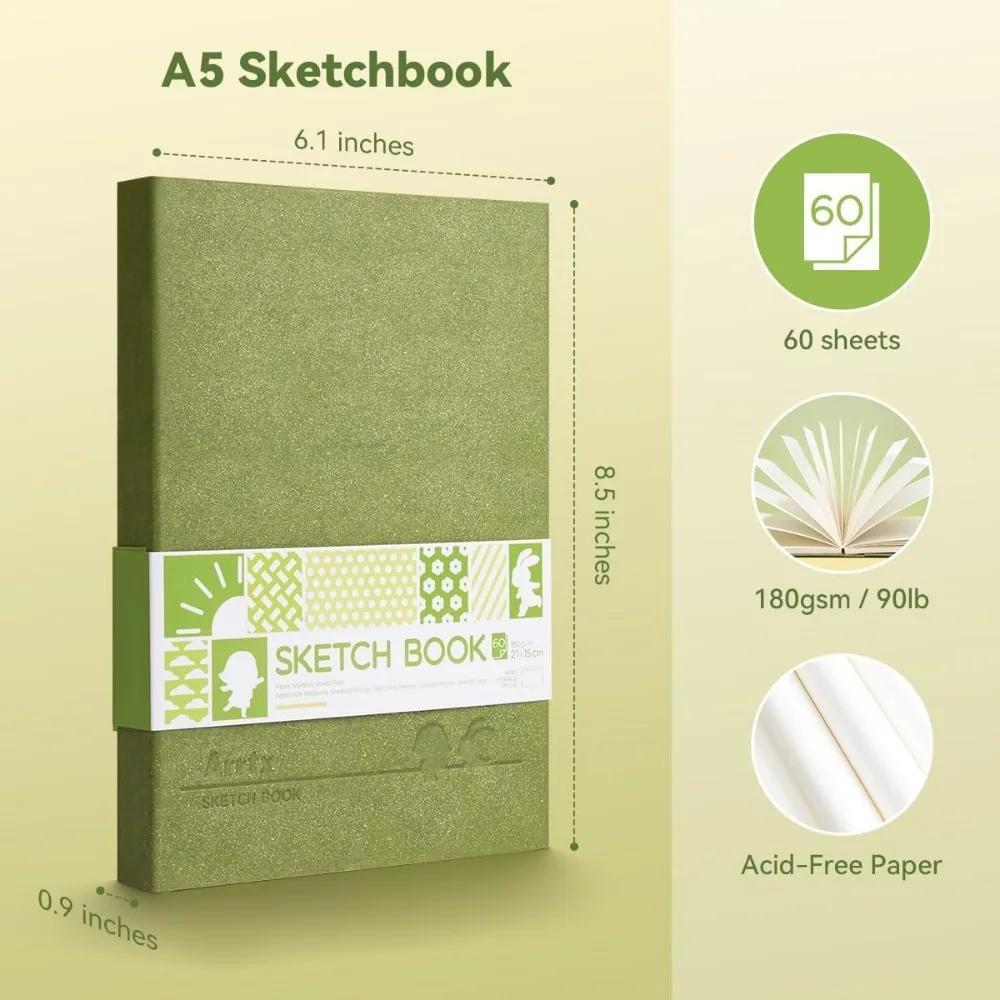 Livro de esboço de capa dura Arrtx Premium 60 folhas/120 páginas Papel de desenho grosso sem ácido de 180 g/m2 - Image 1