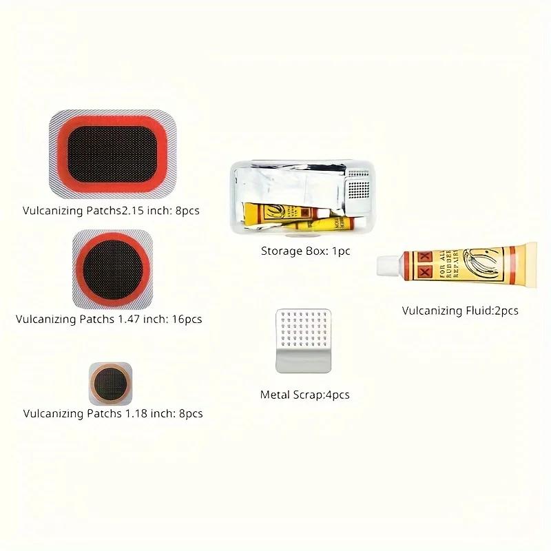 Kit de reparo de pneu de bicicleta, kit remendo com remendos vulcanizantes, para ciclismo, estrada e mountain bike, 32pcs - Image 1