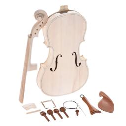 Full Size Natural madeira maciça acústico violino Kit, DIY, Spruce Top, Bege, costas, pescoço, Fingerboard, Tailpiece, 4/4 - Image 2