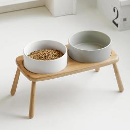 Elevado Pet cerâmica tigela com suporte de madeira, comida e água tigelas, mesa de jantar, alimentação levantada, pequeno médio e cães grandes, 1800ml - Image 2