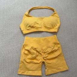 Nclagen conjunto esportivo feminino 2/3 peças roupas de ginástica treino impacto roupas esportivas terno de fitness sutiã calças curtas scrunch booty esporte outfit - Image 6