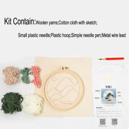Diy colorido arco-íris punch agulha kit bordado poke lã fio de trabalho agulha gato kit para iniciante artesanal presente para mulher - Image 5