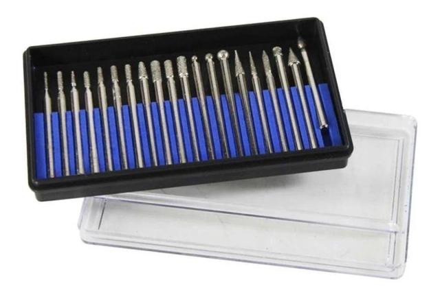 Conjunto de 20 Brocas Diamantadas para Gravador Elétrico e Micro Retífica - Ideal para Acabamento, Retoque, Escultura e Gravação