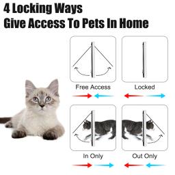 ABS plástico porta Flap de segurança com 4 Way Lock, pequeno Pet Supplies, cachorro porta de segurança para cão, gato, gatinho, gato - Image 4
