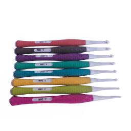 Crochet Ganchos com Soft Anti-Slip Handle, Plastic Handle, Agulhas de tricô, Sweater Weaving Costura, 8Pcs - Image 2