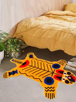 Rosa jacaré forma tapete para o quarto, tapete decorativo bonito, padrão étnico geométrico, animal tribal, tigre laranja - Image 4