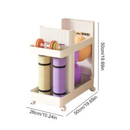 Rack de armazenamento para equipamentos de fitness, Carrinho com rodas, Equipamentos esportivos, Cesta do carrinho, Yoga Mat, Organizador de ginástica - Image 6