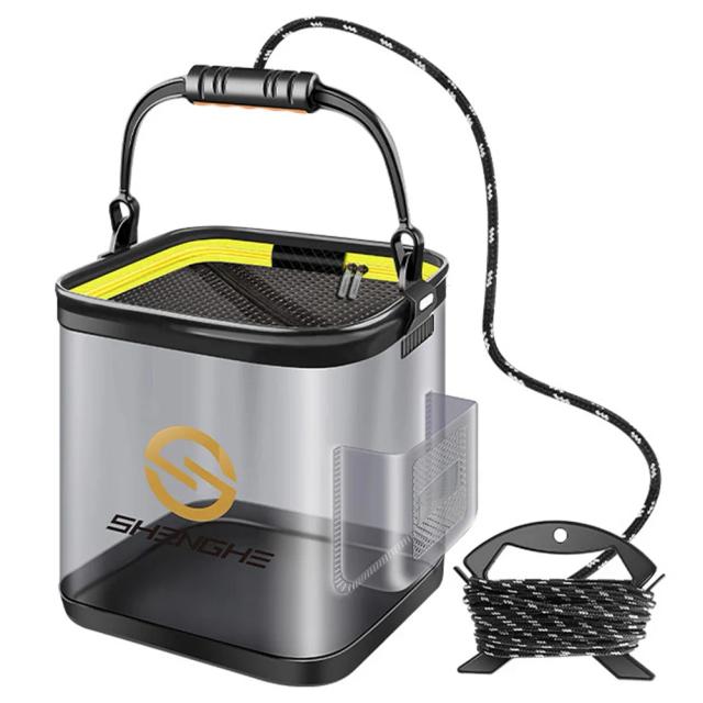 Caixa de Pesca Dobrável Transparente para Peixe Vivo com Capacidade de 7L e 12L, Suprimentos Multifuncionais em EVA para Pescadores