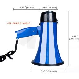 25 Watt Megafone Compacto Speaker PA Bullhorn-com sirene embutida, gravador de voz, abridor de garrafas, azul - Image 4