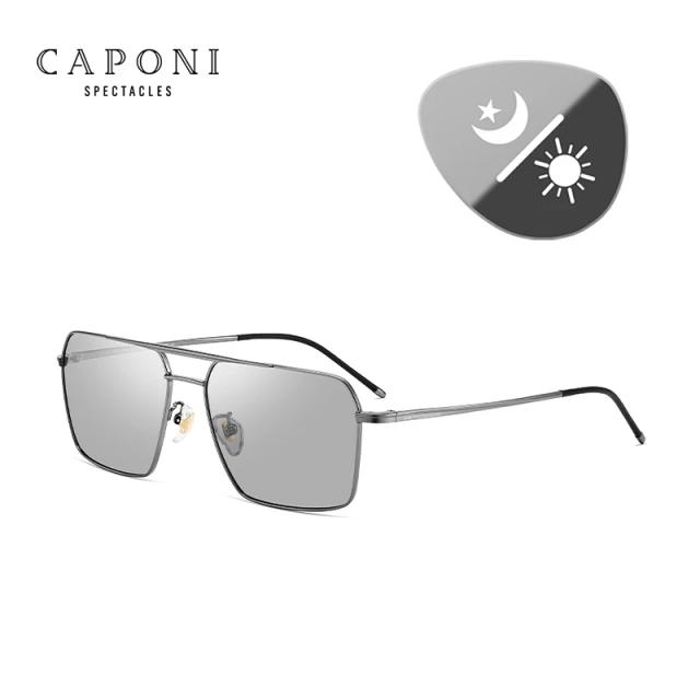 Óculos de Sol Polarizados CAPONI para Homens - Fotocromáticos, Ultra Leves e com Proteção UV400 para Condução ao Ar Livre - Modelo BS8386