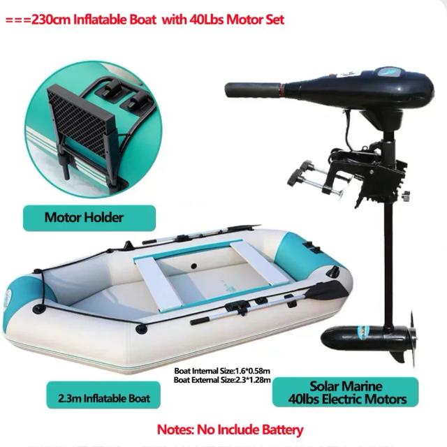 Barco Inflável de 2.0-3.6m com Motor Elétrico 0.9mm e Malha Tripla para Pesca e Lazer