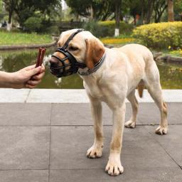 Focinho reflexivo ajustável para cães grandes, focinho acolchoado do treinamento do animal de estimação, focinho respirável do cão, pode arfar e beber, impede morder - Image 2