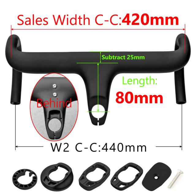 Kocevlo Guidão Integrado Fibra de Carbono para Bicicleta de Estrada 28.6mm