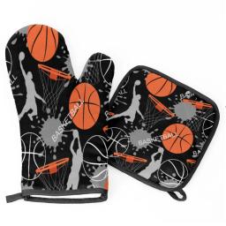 Conjuntos de luvas e panelas para forno de basquete, suporte para luvas de cozinha, resistente ao calor, para micro-ondas, churrasco, grelhar - Image 2