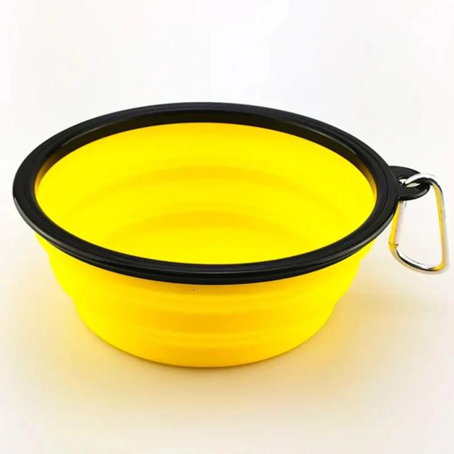 Tigela portátil dobrável para água e comida de pets, ideal para acampamentos e passeios ao ar livre