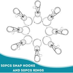 100 pçs chaveiro ganchos com chaveiros chaveiro clipe ganchos com anéis para cordão jóias fazendo diy artesanato - Image 3