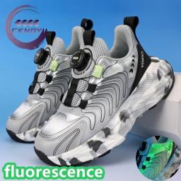 Crianças sapatos casuais estudante tênis de corrida deslizamento esporte sapato menino menina tênis novo quatro estações sapato malha rotativa - Image 1