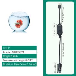 USB Ajustável Mini Aquecedor de Aquário, Aquecedor Submersível Pequeno Aquário com Display Digital LED, Termostato, Tanques Tartaruga Calor, 10W - Image 3