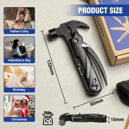 WORKPRO-Martelo Multitool Portátil com Bainha, Aço Inoxidável, Sobrevivência ao Ar Livre, Camping e Caça, 12 em 1 - Image 3