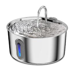 Fonte de água de aço inoxidável para vários animais, distribuidor automático para cães e gatos, 135oz, 4L - Image 1