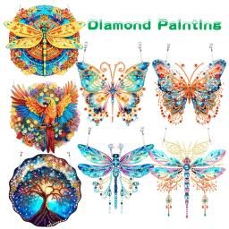 Pingente de diamante pendurado para decoração de janela de jardim, DIY bordado, borboleta, libélula, papagaio, cristal, 5D - Image 1