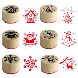 Carimbo De Borracha De Madeira Para Artesanato De DIY, Selos De Natal, Papai Noel, Floco De Neve, Veados, Decorações De Feliz Natal, Conjunto De 6Pc - Image 1