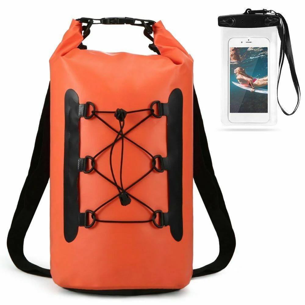 Impermeável PVC Bag com caixa do telefone, Natação Mochila, Trekking e Pesca Sack, Dry Bag Roll Top, Dispositivo de selagem, 15L - Image 1