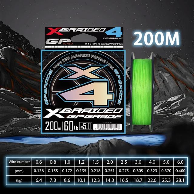 YGKX4 Linha de Pesca Multifilamento PE 4 Fios 150m/200m Japão
