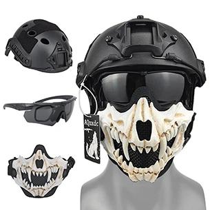Capacete Rápido para Paintball com Máscara de Airsoft e Óculos de Proteção - Equipamento Tático Completo para Caça, Tiro e Jogos ao Ar Livre