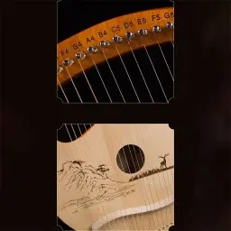 Harpa de mogno e lira de 19 cordas, instrumento musical portátil com chave de afinação, corda sobressalente para iniciantes, espaço exterior, lótus, ganso selvagem - Image 5