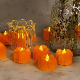 12-120 pçs halloween flameless led velas laranja chá luz velas alimentadas por bateria para outono festa de aniversário casamento decoração de casa - Image 5