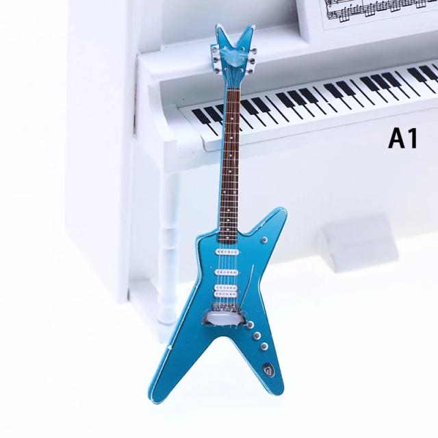 Guitarra Elétrica Miniatura de Madeira para Dollhouse - Acessório Clássico para Mini Dolls