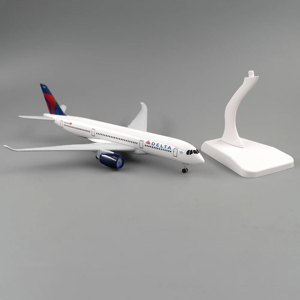 Delta Airlines Airbus A350 Avião com Trem de Pouso Aeronave de 18cm, Brinquedos de Avião para Crianças, Coleção para Crianças, Decoração de Mesa - Image 1