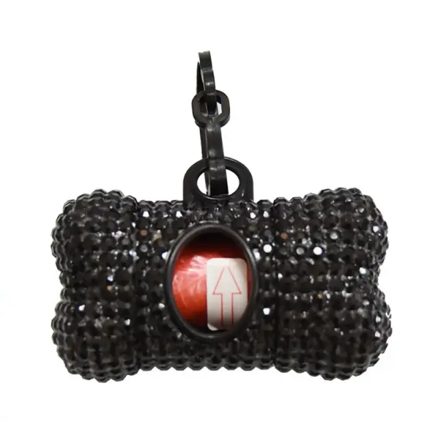 Dispenser Portátil de Lixo para Pets com Brilhos, Suporte para Cocô de Cão e Caixa de Armazenamento para Cocô de Gato