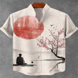 Novas camisas da moda masculina, padrões Bushido impressos em arte 3D, camisas casuais e confortáveis, camisas de manga curta de verão - Image 4
