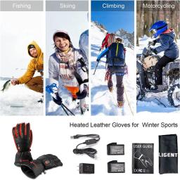 Salvador calor inverno esportes ao ar livre couro genuíno pele de carneiro luvas de aquecimento elétrico luvas da motocicleta caminhadas à prova dwaterproof água - Image 5