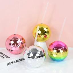1pc Cocktail Brilhante Criativo Esfera Em Forma Reutilizável Beber Copo De Palha Vinho Suco Copos De Café Tumbler Para Bar Casa Decoração Do Partido - Image 1