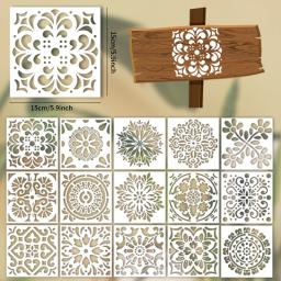 YOMDID-Mandala Pintura Modelos, Decoração Oca, Pintura Spray, Estêncil Ferramenta de Pintura, Arte Artesanal Suprimentos, Moldes, 16Pcs - Image 4