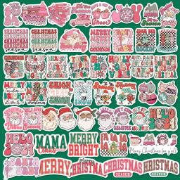 YBYAO 50 peças adesivo vintage rosa de Natal Papai Noel boneco de neve adesivos de frases à prova d'água decalques para laptop material de scrapbooking - Image 1