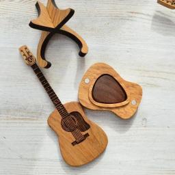 Estojo de palheta de guitarra acústica de madeira, organizador de palheta de guitarra, recipiente de armazenamento, exibição de palheta de baixo, rack em forma de guitarra - Image 6