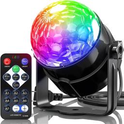 Som ativado led palco luz de discoteca rotativa bola dj com controle remoto cor festa atmosfera lâmpada para casa ktv bar natal - Image 1
