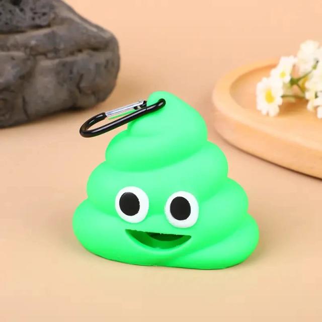 Dispenser Portátil de Sacos de Lixo em Forma de Cocô para Pets com Clipe e Guia de Cão para Caminhadas e Viagens