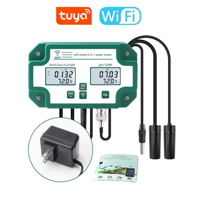 Monitor Digital 6 em 1 de Qualidade da Água com Conexão Wi-Fi para Aquários, Aquicultura e Piscinas