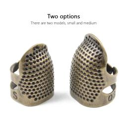 Ajustável dedal bordado com agulha Press Hoop, Antique Bronze Anel, Dedo Cot Protector, Dedal de costura, 2 pcs - Image 6