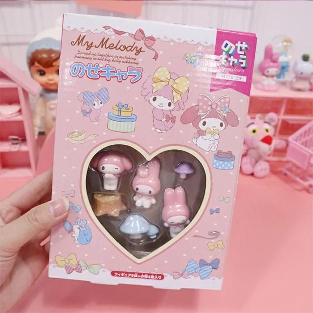 Figura de Anime My Melody para Crianças com Pompom e Purin - Decoração Kawaii, Brinquedo de Montagem e Presentes de Natal Sanrio